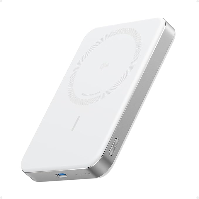 Anker MagGo Power Bank (10000mAh, Slim) Qi2認証 ワイヤレス充電 最大出力15W MagSafe対応 マグネット式ワイヤレス充電対応 コンパクト 薄型 小型 iPhone 16 / 15 / 14 / 13 / 12 シリーズ (ホワイト)