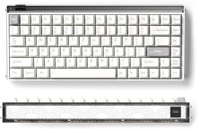 【国内正規品】MelGeek(メルギーク) MADE84 Pro 75% 英語配列 USB接続 8000Hz 0.01mm ラピッドトリガー対応 磁気 TTC KOM Switch（万磁王軸）HE マグネット テンキーレス 84キー ホットスワップ スナップタップ 8Kポーリング RGBバックライト 背面ライトボックス カスタム可能 ゲーミングキーボード 限定カラー版 (air（ホワイト）)