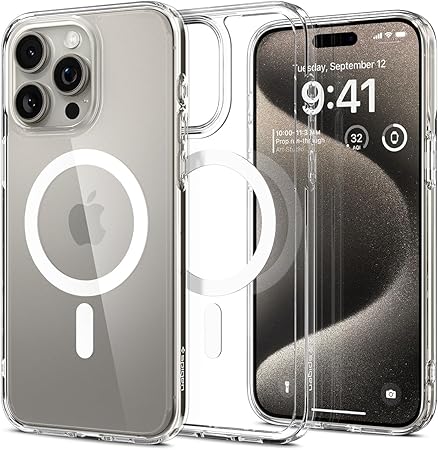 Spigen 【創業18年の技術力】 iPhone 15 Pro Max ケース クリア MagSafe対応 米軍MIL規格 ウルトラ・ハイブリッド・マグフィット ACS06576 (ホワイト)