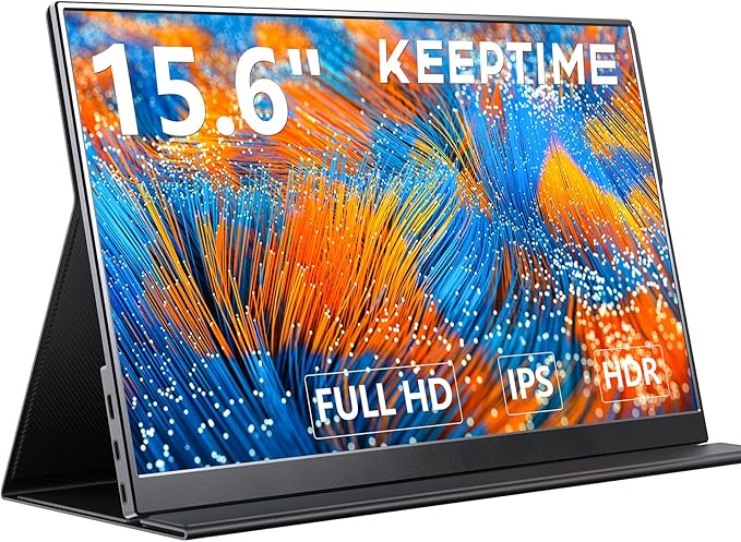 KEEPTIME モバイルモニター 15.6インチ 1920*1080 モバイルディスプレイ ポータブルモニター IPS液晶パネル 薄型 軽量 マグネット保護カバー付き USB Type-C ミニHDMI PS4/XBOX/Switch/PC/Macなど対応 在宅勤務 リモートワーク